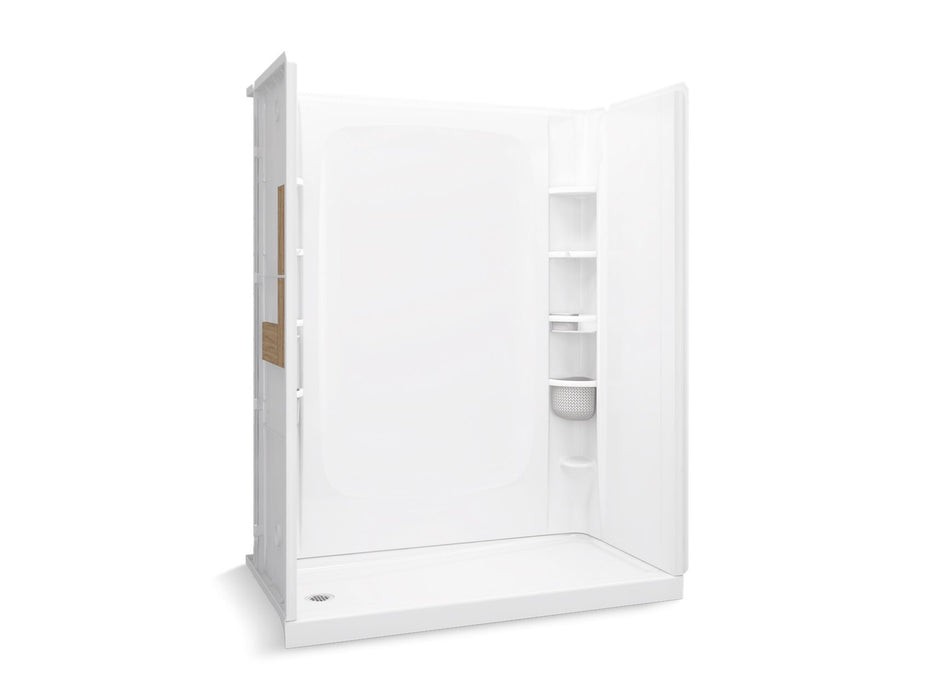 Sterling 72420116 STORE+ 60" x 32" Vikrell® Shower with Aging in Place Backerboards, Left Drain, White
