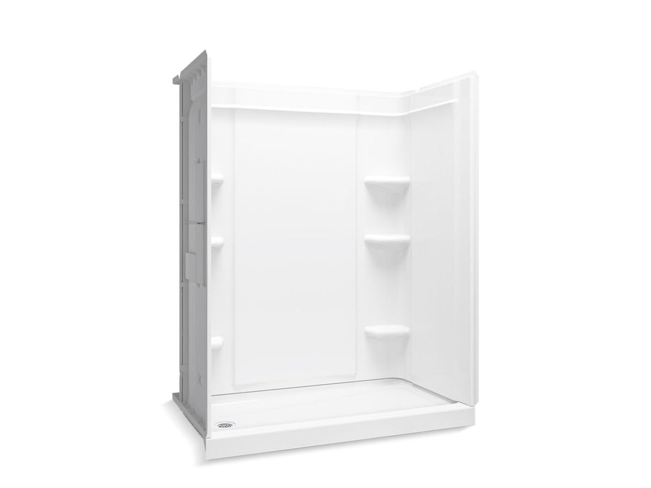Sterling 72440116 Medley 60" x 30" Vikrell® Shower with Aging in Place Backerboards, Left Drain, White