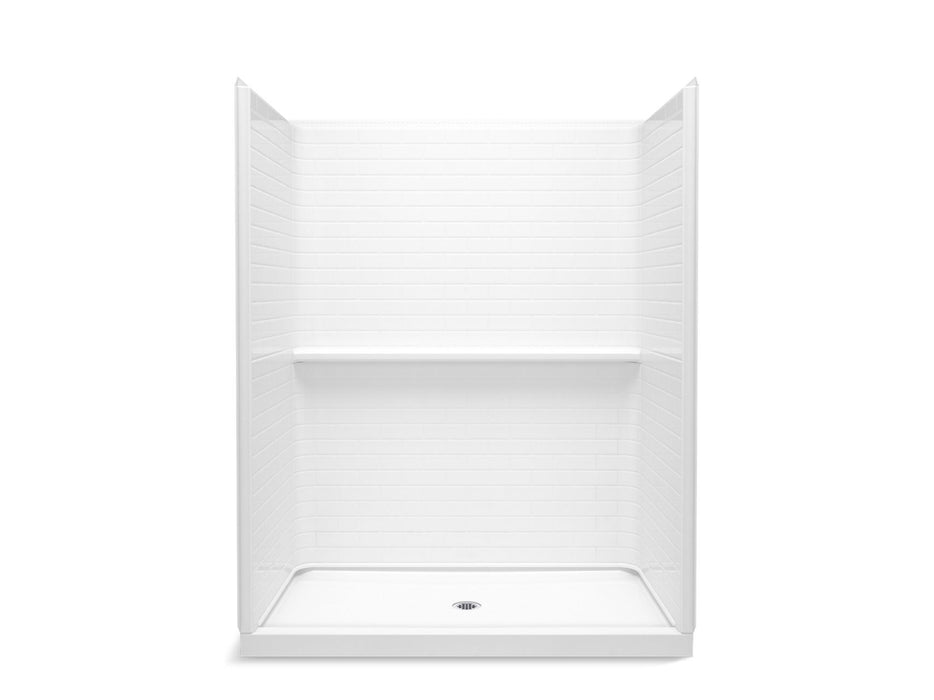 Sterling 72530106 Traverse 60" x 34" x 75" Vikrell® Shower with Aging in Place Backerboards, Center Drain, White