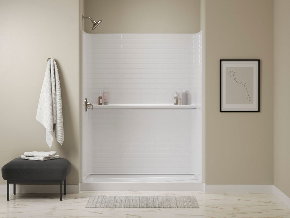Sterling 72570116 Traverse 60" x 30" x 76-1/4" Vikrell® Shower with Aging in Place Backerboards, Left Drain, White