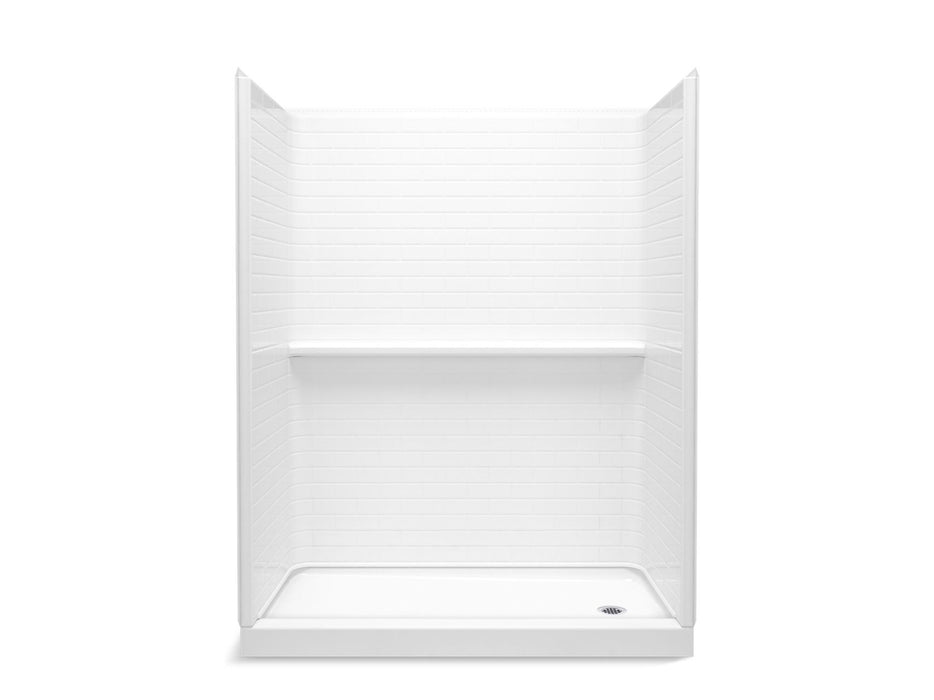 Sterling 72570126 Traverse 60" x 30" x 76-1/4" Vikrell® Shower with Aging in Place Backerboards, Right Drain, White