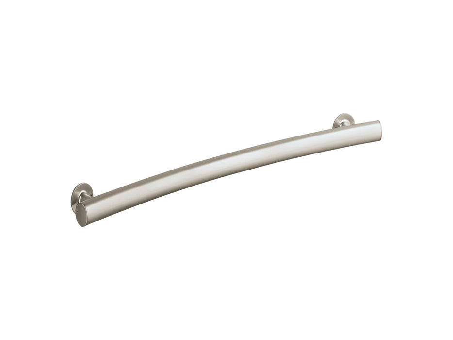 Sterling 80012031 28" Curved Grab Bar, Nickel Frame Finish with Smooth/Clear Glass Texture