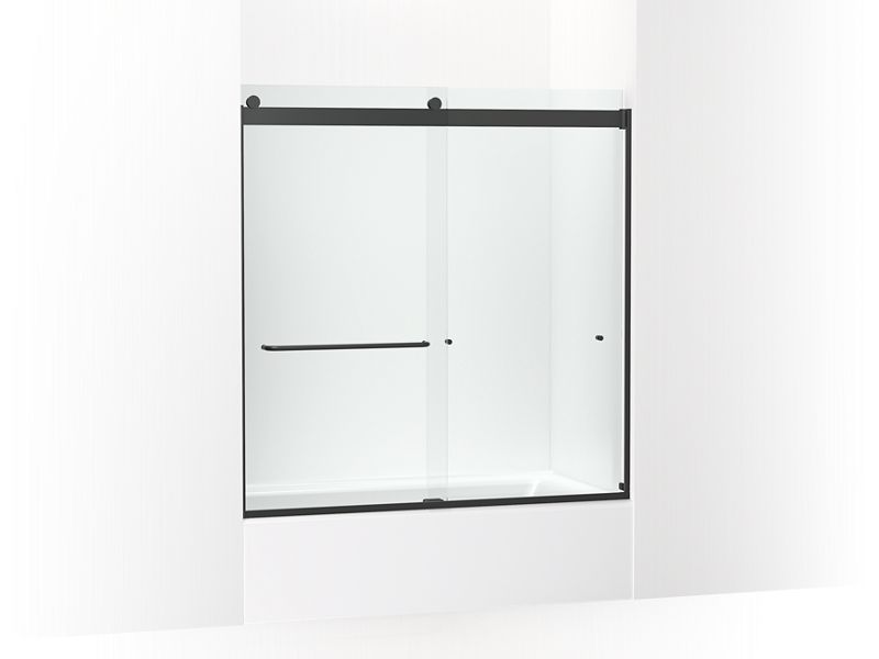 KOHLER K-706166-L Levity Sliding bath door, 62" H x 56-5/8 - 59-5/8" W, with 5/16" thick Crystal Clear glass
