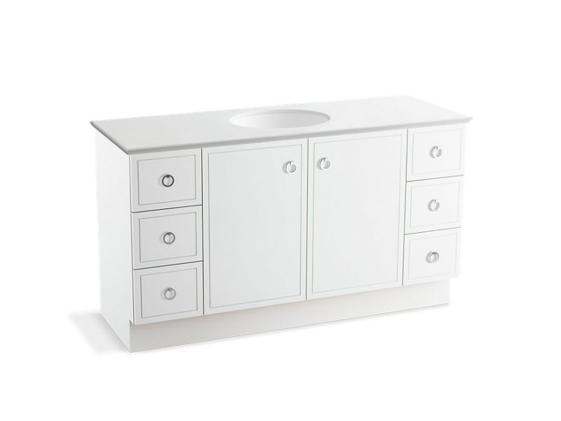KOHLER K-99510-TK-1WA Jacquard 60" bathroom vanity cabinet with toe kick, 2 doors and 6 drawers