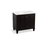 KOHLER K-99518-LG-1WU Damask 36" bathroom vanity cabinet with furniture legs and 2 doors