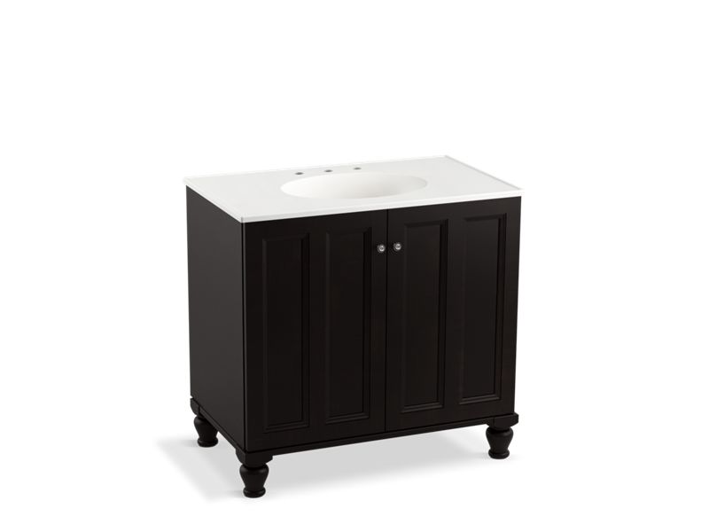 KOHLER K-99518-LG-1WU Damask 36" bathroom vanity cabinet with furniture legs and 2 doors