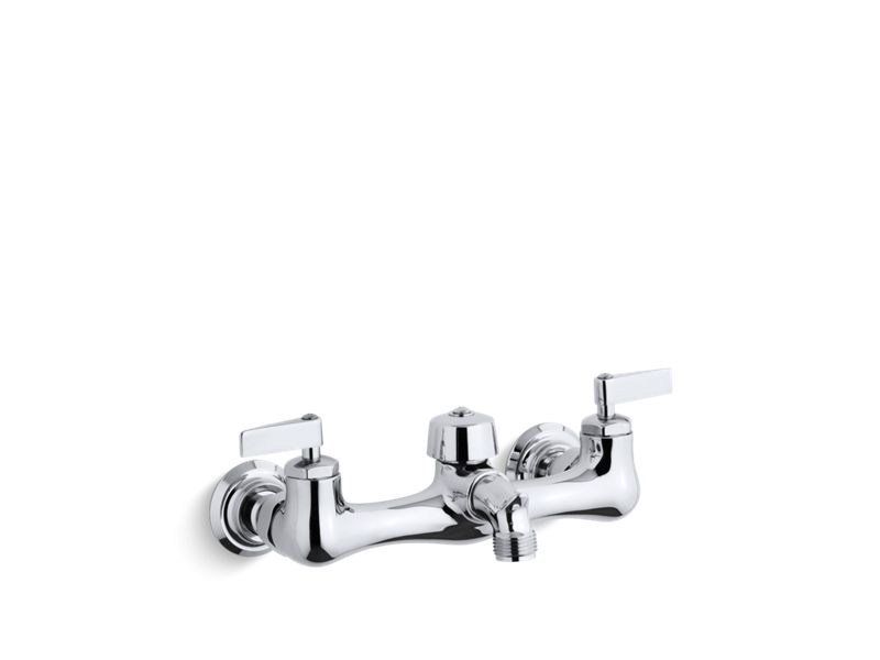 KOHLER 8905-CP Knoxford Double Lever Handle Service Sink Faucet With 2-1/4" Vacuum Breaker Threaded Spout in Polished Chrome