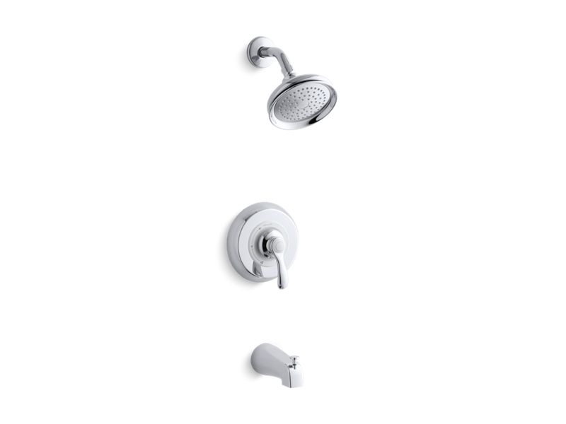 KOHLER TS12007-4-CP Fairfax Rite-Temp Bath And Shower Trim Set With Npt Spout, Valve Not Included in Polished Chrome