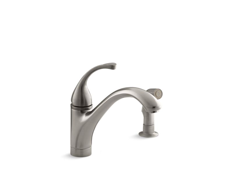 KOHLER 10416-VS Fort?? 2-Hole Kitchen Sink Faucet With 9-1/16" Spout, Matching Finish Sidespray in Vibrant Stainless