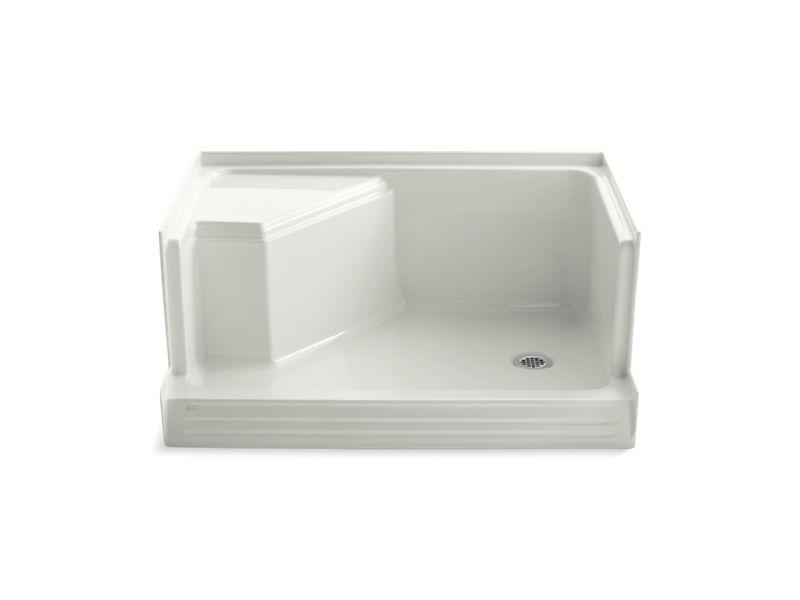 KOHLER K-9488 Memoirs 48" x 36" single threshold right-hand drain shower base with integral seat at left