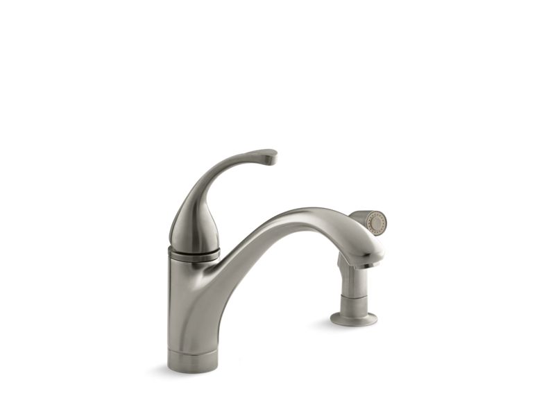 KOHLER 10416-BN Fort?? 2-Hole Kitchen Sink Faucet With 9-1/16" Spout, Matching Finish Sidespray in Vibrant Brushed Nickel