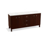 KOHLER K-99512-LGSD-1WG Jacquard 72" bathroom vanity cabinet with furniture legs, 4 doors and 3 drawers, split top drawer