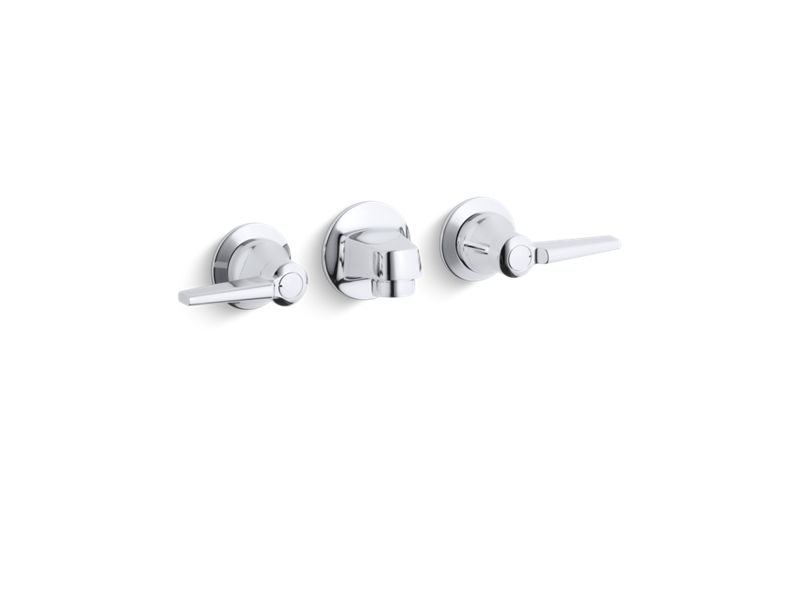 KOHLER 8046-4A-CP Triton Shelf-Back Commercial Bathroom Sink Faucet With Grid Drain And Lever Handles in Polished Chrome