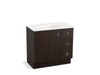 KOHLER K-99507-TKR-1WC Jacquard 36" bathroom vanity cabinet with toe kick, 1 door and 3 drawers on right
