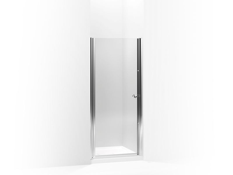 KOHLER 702408-L-SH Fluence Pivot Shower Door, 65-1/2" H X 33-3/4 - 35-1/4" W, With 1/4" Thick Crystal Clear Glass in Bright Silver