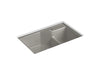 KOHLER K-6411-1 Indio 33" x 21-1/8" x 9-3/4" Smart Divide undermount large/small double-bowl workstation kitchen sink...
