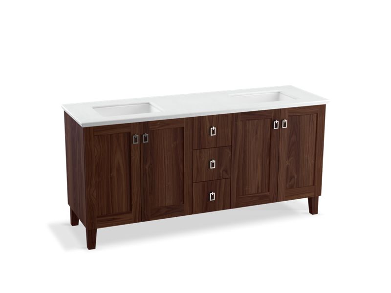 KOHLER K-99538-LG-1WE Poplin 72" bathroom vanity cabinet with legs, 4 doors and 3 drawers