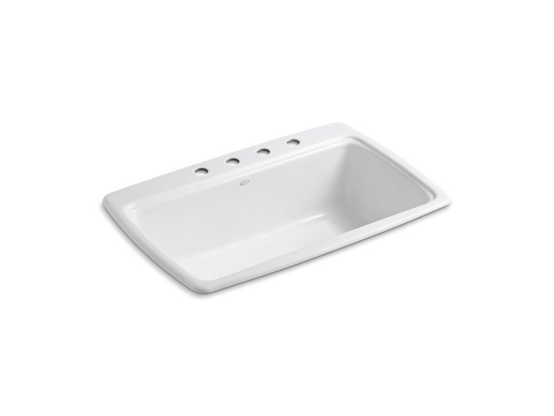 KOHLER K-5863-4 Cape Dory 33" x 22" x 9-5/8" top-mount single-bowl kitchen sink with 4 faucet holes