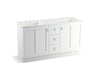 KOHLER K-99537-TK-1WA Poplin 60" bathroom vanity cabinet with toe kick, 2 doors and 3 drawers