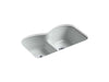 KOHLER K-6626-6U Langlade 33" x 22" x 9-5/8" Smart Divide undermount double-equal kitchen sink with 6 oversize faucet holes
