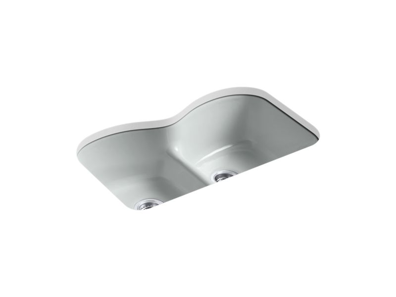 KOHLER K-6626-6U Langlade 33" x 22" x 9-5/8" Smart Divide undermount double-equal kitchen sink with 6 oversize faucet holes