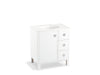KOHLER K-99504-LGR-1WA Jacquard 30" bathroom vanity cabinet with furniture legs, 1 door and 3 drawers on right