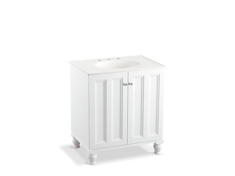 KOHLER K-99515-LG-1WA Damask 30" bathroom vanity cabinet with furniture legs and 2 doors
