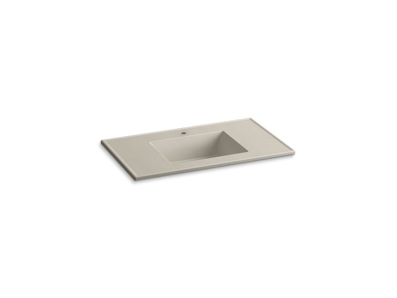 KOHLER K-2781-1 Ceramic/Impressions 37" rectangular vanity-top bathroom sink with single faucet hole