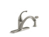 KOHLER 10412-BN Fort?? 4-Hole Kitchen Sink Faucet With 9-1/16" Spout, Matching Finish Sidespray in Vibrant Brushed Nickel