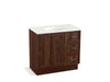 KOHLER K-99520-TKR-1WE Damask 36" bathroom vanity cabinet with toe kick, 1 door and 3 drawers on right