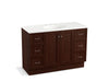 KOHLER K-99522-TKSD-1WG Damask 48" bathroom vanity cabinet with toe kick, 2 doors and 6 drawers, split top drawers