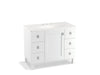 KOHLER K-99562-LG-1WA Poplin 42" bathroom vanity cabinet with legs, 1 door and 6 drawers