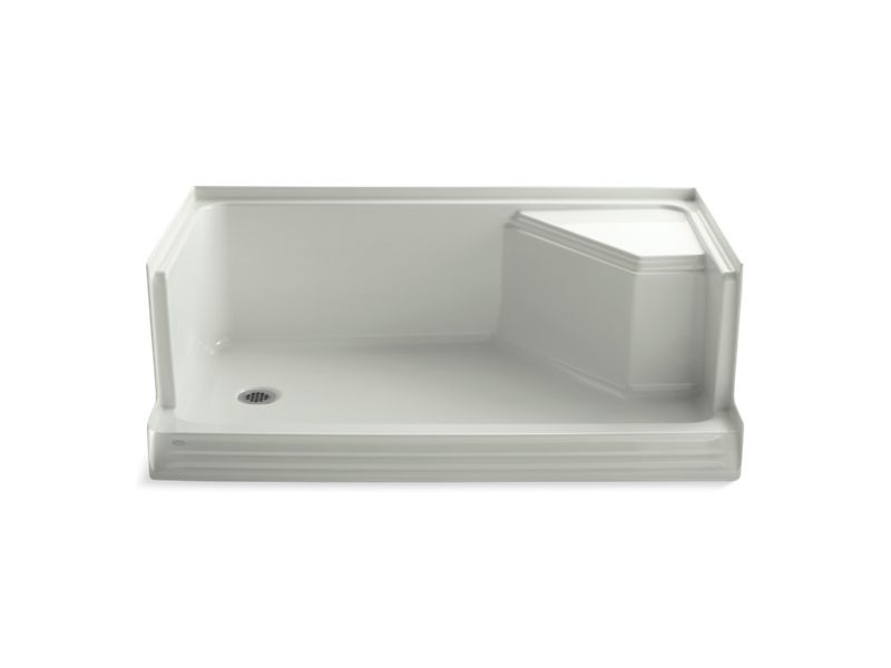 KOHLER K-9489 Memoirs 60" x 36" single threshold left-hand drain shower base with integral seat at right