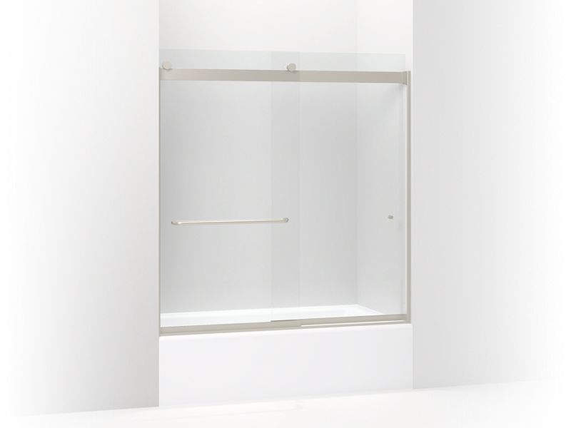 KOHLER K-706166-L Levity Sliding bath door, 62" H x 56-5/8 - 59-5/8" W, with 5/16" thick Crystal Clear glass