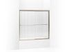 KOHLER 702202-G54-ABV Fluence Sliding Bath Door, 55-3/4" H X 54 - 57" W, With 1/4" Thick Falling Lines Glass in Anodized Brushed Bronze