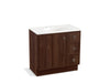 KOHLER K-99507-TKR-1WE Jacquard 36" bathroom vanity cabinet with toe kick, 1 door and 3 drawers on right