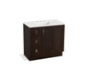 KOHLER K-99533-TKL-1WB Poplin 36" bathroom vanity cabinet with toe kick, 1 door and 3 drawers on left