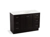 KOHLER K-99522-TKSD-1WU Damask 48" bathroom vanity cabinet with toe kick, 2 doors and 6 drawers, split top drawers
