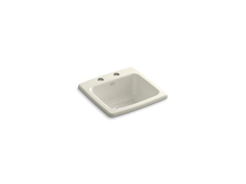 KOHLER K-6015-2 Gimlet 15-1/4" x 15-1/4" x 6-1/2" top-mount bar sink with 2 faucet holes
