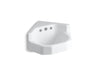KOHLER K-2766-EH-0 Marston 16" x 16" corner wall-mount/shelf-back bathroom sink