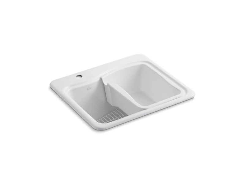 KOHLER K-6657-1 River Falls 25" x 22' x 14-15/16" top-mount utility sink with single faucet hole on deck on left side
