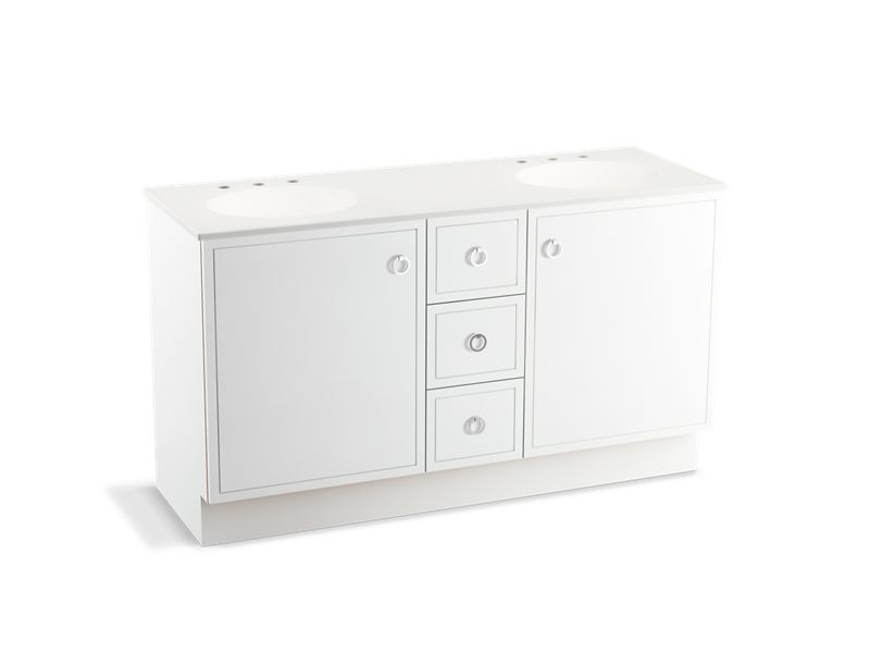 KOHLER K-99511-TK-1WA Jacquard 60" bathroom vanity cabinet with toe kick, 2 doors and 3 drawers