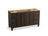 KOHLER K-99523-LGSD-1WC Damask 60" bathroom vanity cabinet with furniture legs, 2 doors and 6 drawers, split top drawers