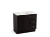 KOHLER K-99533-TKR-1WU Poplin 36" bathroom vanity cabinet with toe kick, 1 door and 3 drawers on right