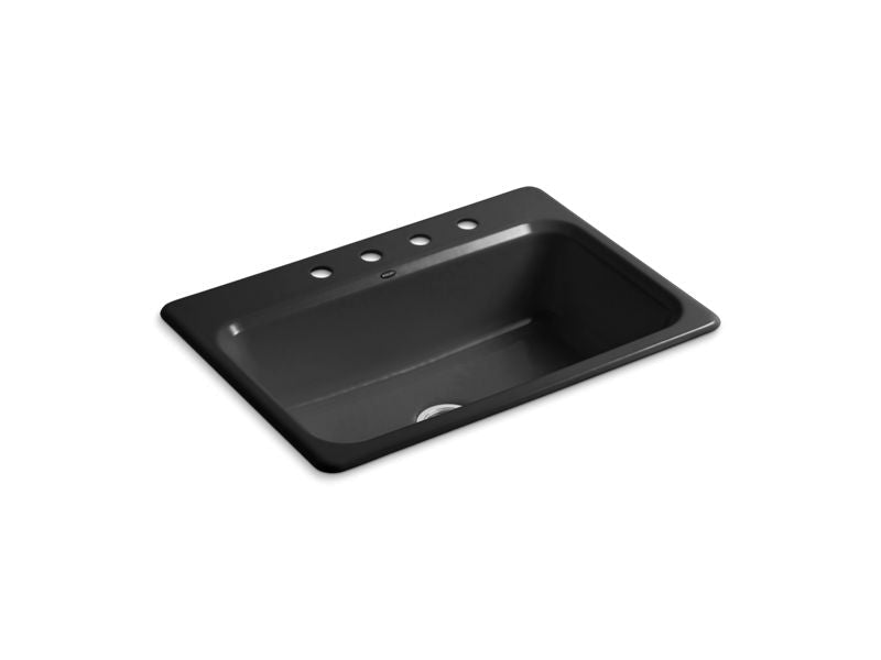 KOHLER K-5832-4 Bakersfield 31" x 22" x 8-5/8" top-mount single-bowl kitchen sink with 4 faucet holes