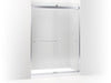 KOHLER K-706168-L-SHP Levity sliding shower door, 82" H x 56-5/8 - 59-5/8" W, with 5/16" thick Crystal Clear glass and towel bars