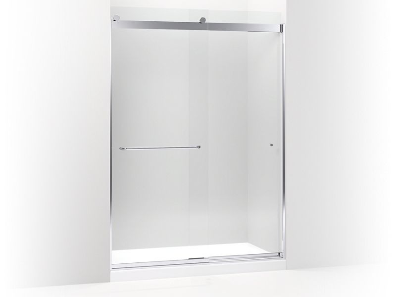 KOHLER K-706168-L-SHP Levity sliding shower door, 82" H x 56-5/8 - 59-5/8" W, with 5/16" thick Crystal Clear glass and towel bars