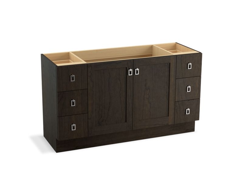 KOHLER K-99536-TK-1WC Poplin 60" bathroom vanity cabinet with toe kick, 2 doors and 6 drawers