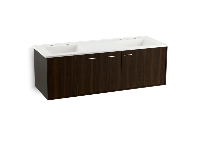 KOHLER K-99548-SD-1WJ Jute 60" wall-hung bathroom vanity cabinet with 2 doors and 1 split drawer