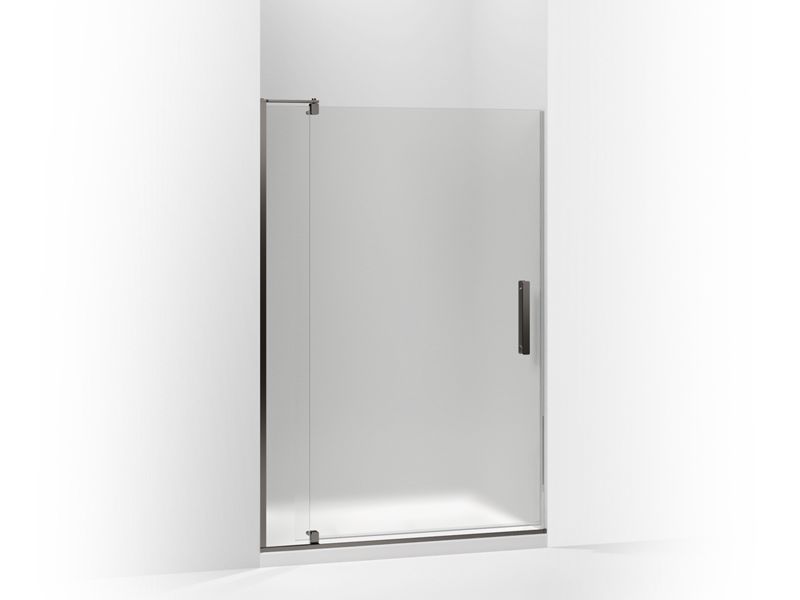 KOHLER 707546-D3-ABZ Revel Pivot Shower Door, 74"H X 39-1/8 - 44"W, With 5/16" Thick Frosted Glass in Anodized Dark Bronze